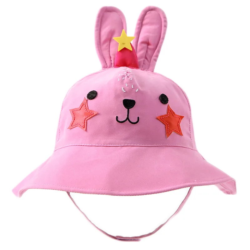 

New Cartoon Rabbit Baby Hat Summer Folding Kids Sun Visors Hat with Ears Adjustable Cute Baby Caps for Boys Girls 2 Colors