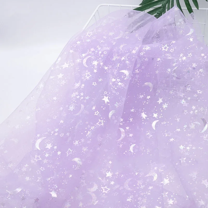Purple 100*160 см радужные Звезды Луна Тюль скатерть ткань фоны сделай сам для детской вечеринки Свадебные Русалка Вечерние Декор - Цвет: Purple