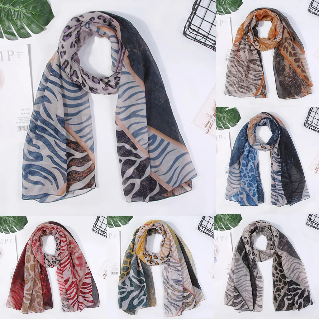 2020 Женская Новая мода леопардовая Лоскутная Вискоза Шаль Шарф осень зима мягкое
