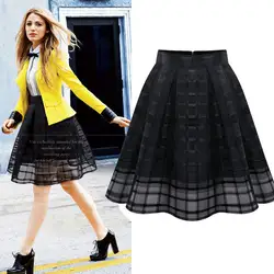 2019 новый стиль AliExpress женское платье плиссированная газовая короткая юбка пышная клетчатая юбка из органзы