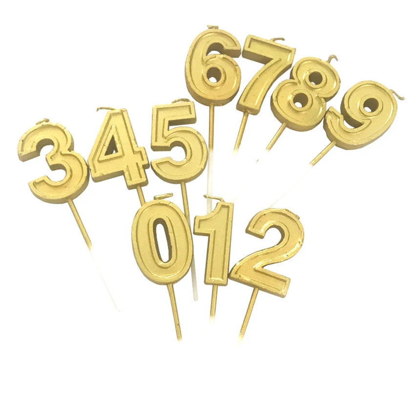 Golden Number Birthday Candle for Happy Party 0-9 Cake Topper Decoration Adults Kids | Дом и сад