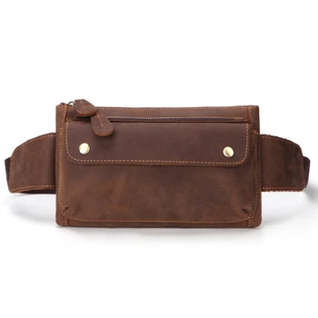 

LJL-Quality Leather Casual Waist Belt Bag for Men Fashion Cowhide Chest Pack Phone Pouch Male