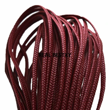 

10m/lot approx 5*2mm dark red Flat Braided Bolo Leather Cord Leather Cords Rope String Jewelry Making leather strings cords