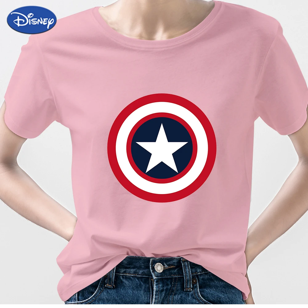 Camiseta de Marvel mujer, playera del Capitán con estampado de Disney para principiantes, manga corta, Top Rosa español de verano 2022, venta al por mayor|Camisetas| - AliExpress