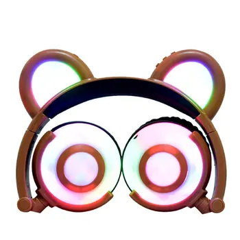 

Fashion Led Bear Ear Headphones Single-Sided Illuminated Headset 3.5Mm Jack Foldable Headphones For Adults And Children
