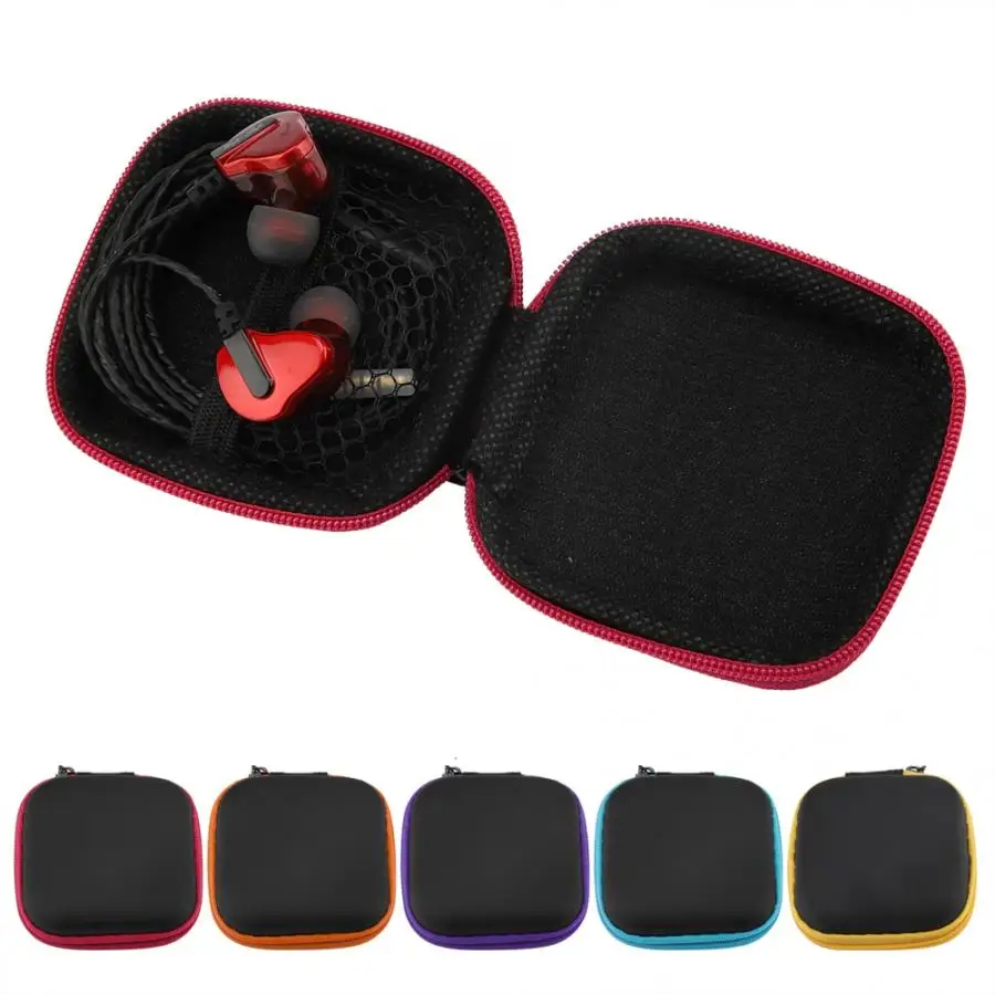 

Mini Zipper Headphone Case Portable Travel Earphone Storage Box Protective USB Cable Organizer