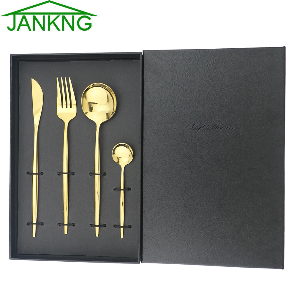 5pcs Dinnerware Set With Gift Box Mirror Cutlery Set 304 Stainless