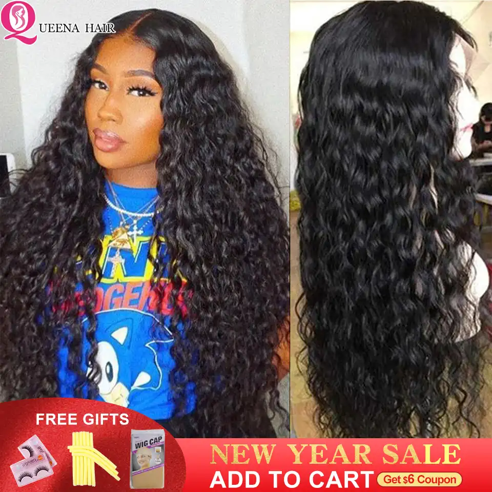 13x4 Brazilian Water Wave Lace Front Human Hair Wigs Transparent