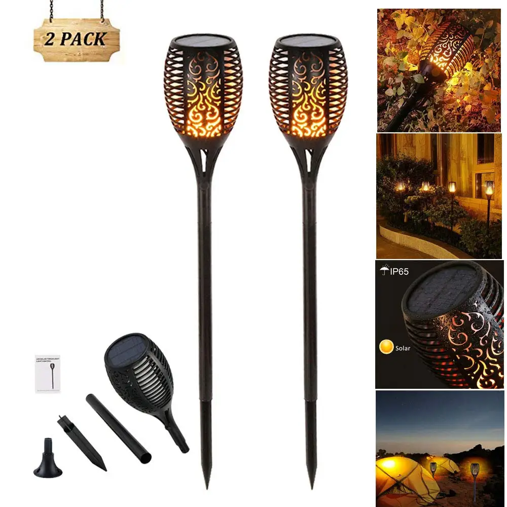 

2pcs 96 LED Solar Light Waterproof Flickering Outdoor Garden Solar Light Control Lawn Torch Solar Flame Lamp Landscape Decor