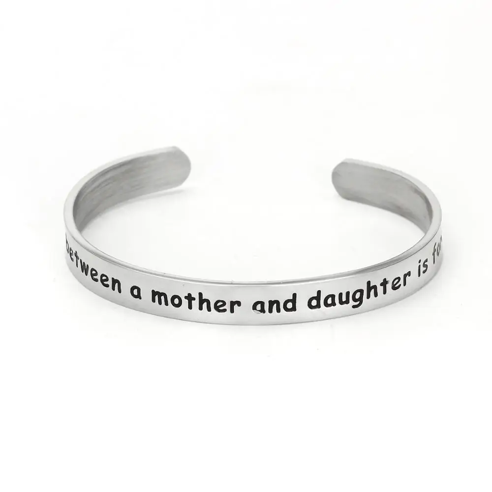 

12PC Stainless Steel Open Cuff Bangles The Love Between A Mother And Daughter Is Forever Bracelets Family Mother Daughter Gifts