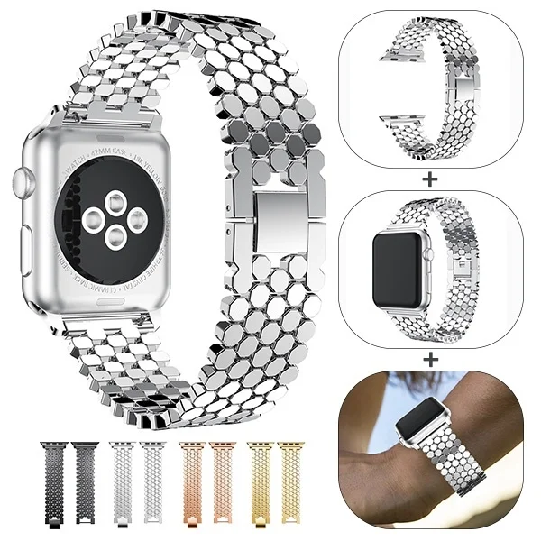 Ремешок из нержавеющей стали для Apple Watch Series 5 4 3 2 38 мм 42 сменный ремешок iwatch 40 44