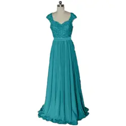Stock Clear A Line Chiffon Off Shoulder Beading Crystals Cap Sleeve Bridesmaid Dresses Wedding Party Formal Prom Lace Up Back