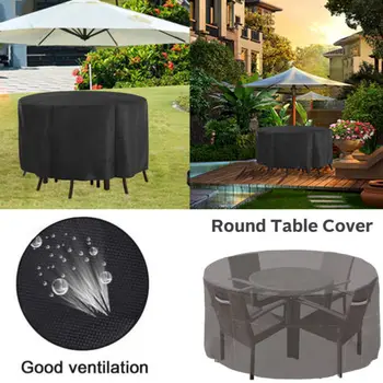 

1pc 2 Sizes Garden Furniture Covers Waterproof Good Ventilation Outdoor Wicker Rattan Round Table Dust Rain Covers