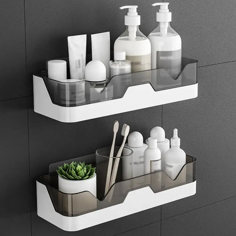 

Bathroom Shelf Shower Organizer Wall Mount Shampoo Rack With Towel Bar Punch-Free Kitchen Storage Bathroom Accessories