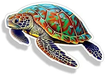 

DAWASARU Sea Turtle Sticker Full Color Car Window Bumper Decal Custom Printed Ocean Beach Sea Animal Life Graphic Custom 6*4CM
