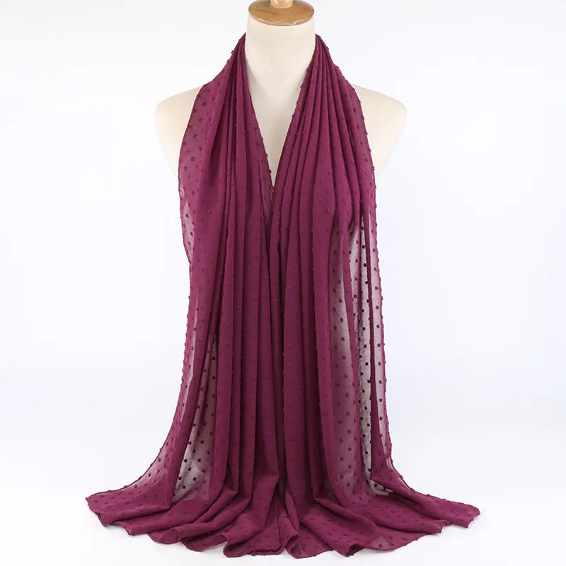 10 шт./лот, модный дизайн, женский простой шифоновый платок хиджаб, шарф, мусульманский тюрбан, хиджаб, накидка, платок, платок, 180*70 см, 17 цветов - Цвет: 15 purple red