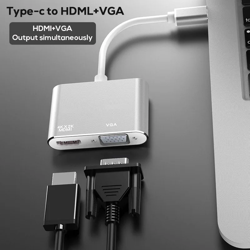 Взрывной USB3.1 тип-c к HDMI+ VGA конвертер адаптер видео кабель тип-c к HDMI Женский+ VGA мать адаптер высокой четкости кабель