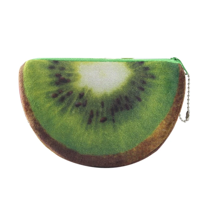 Kiwifruit Мультяшные Кошельки для монет милые фрукты сумки для монет арбузный оранжевый мини кошелек на молнии плюшевый кошелек женская сумка для ключей сумка для денег - Цвет: Kiwifruit