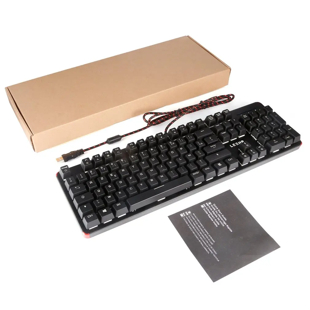 

LESHP USB Wired 105 Keys Illuminated Professional Game Gaming Office Mechanical Keyboard with LED Adjustable Backlight
