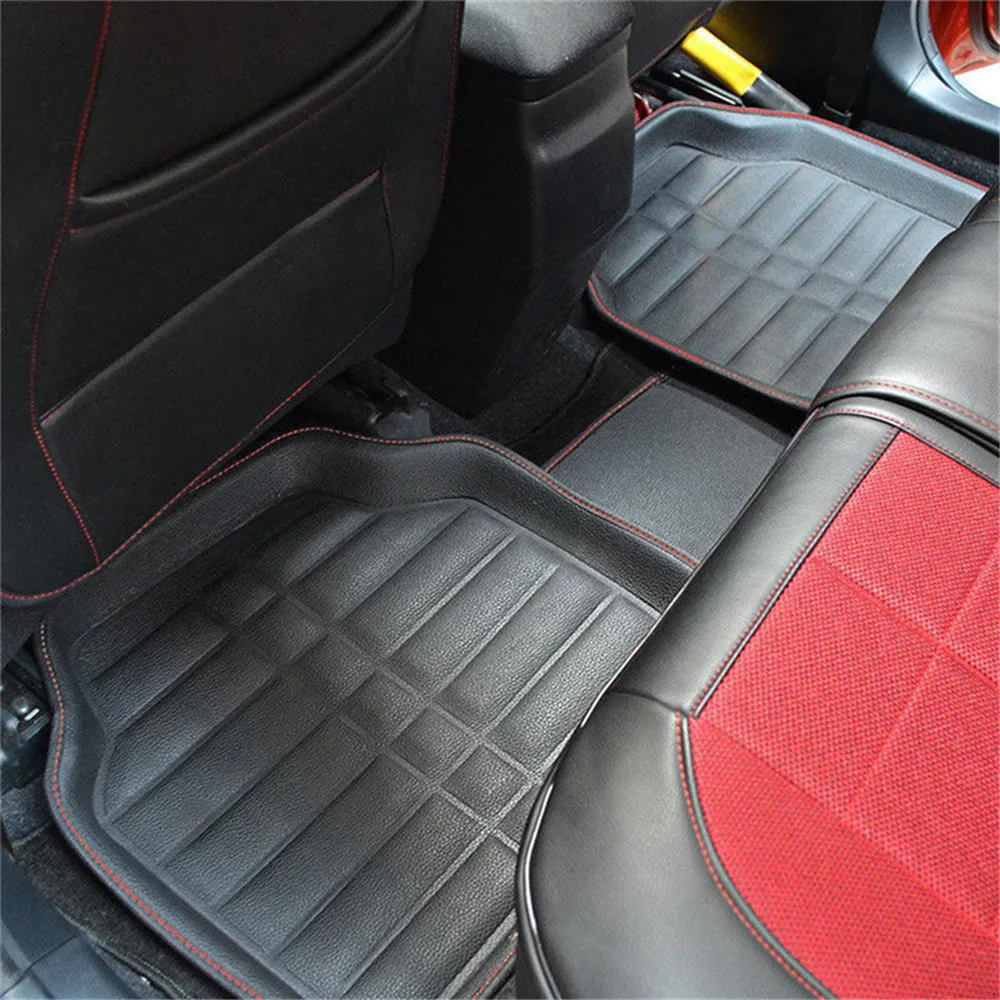 5pcs Car Floor Mats Black Leather Universal Auto Car Floor Mats Front Rear Liner Weather Set Waterproof  Car Accessories Styling