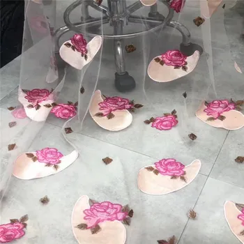 

High quality flannel rose embroidery French tulle African lace embroidery beautifully suitable for evening dress party skirt