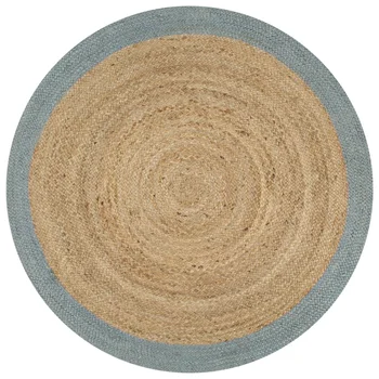 

Carpet Handmade Jute with Olive Green Edge 90 cm For Living Room Mat Carpet Tatami Rug Home Decorative Table Seat Mat