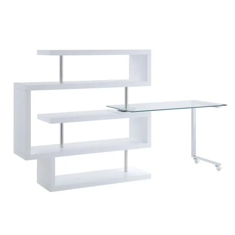 Description Picture 5 of itemRaceloma Writing Desk w/Shelf, Clear Glass, White & Chrome Finish