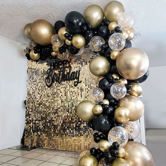 101pcs cromo oro nero palloncini arco ghirlanda Kit paillettes oro  palloncini per Baby Shower laurea di nozze decorazioni per feste di  compleanno - AliExpress