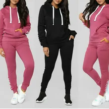 Женский комплект 2 шт., толстовки, спортивные свитера, комплект, теплый пуловер, одежда для девушек, однотонный спортивный костюм, женский комплект, топ, штаны, костюм# D