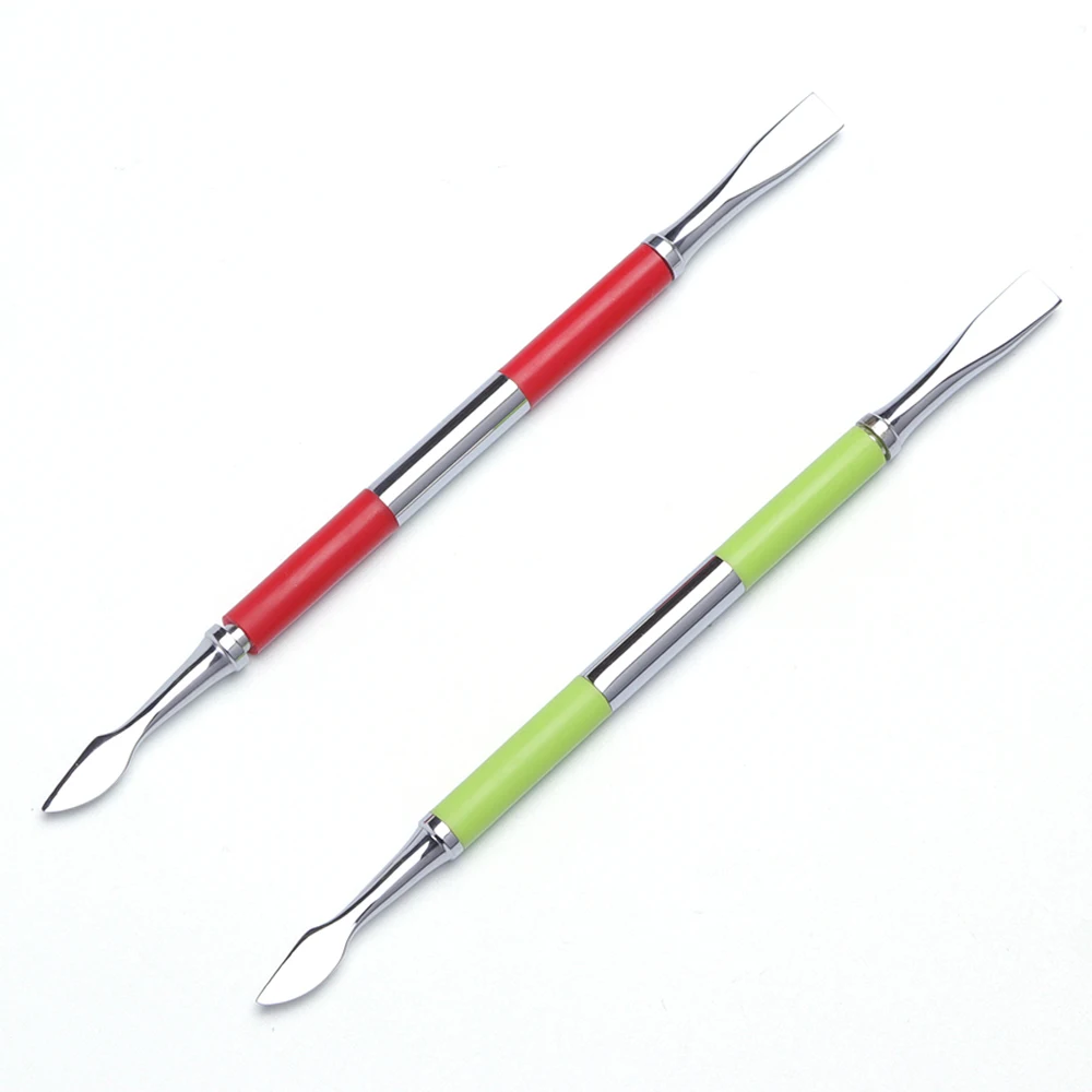 Good Chance for  1pc Stainless Steel Cuticle Remover Double Sided Poly Gel Polish Remover Silicone Handle Manicure D