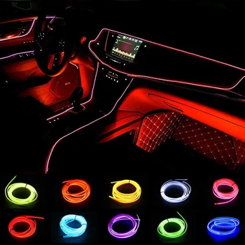 

EL Wire Car Interior Atmosphere Ambient Light Tube LED Strip Flexible Neon Lamp Glow String Light For Car Decoration Car Styling