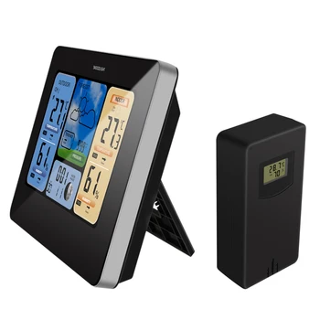 

Hot Wireless Color LCD Thermometer Hygrometer Indoor Outdoor Barometer WithA larm Snooze Function AC230~240V EU Plugs