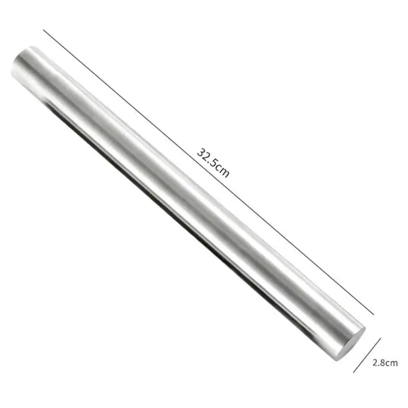 32.5x2.8cm Антипригарное домашнее тесто для муки Скалка из нержавеющей стали коррозионностойкая антипригарная для выпечки, пиццы кухонные приспособления для выпечки - Цвет: 32.5x2.8cm