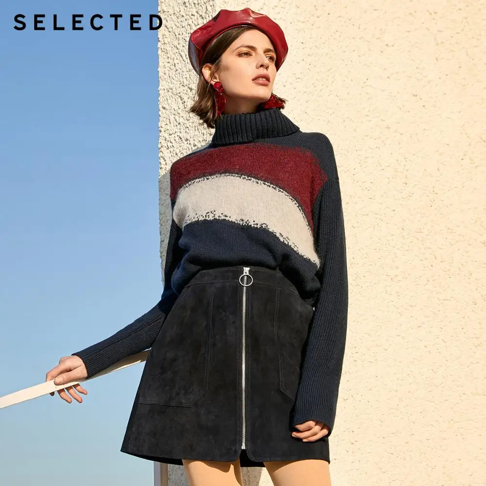 SELECTED Women's Loose Fit Turtleneck Sweater Assorted Color High-necked Wool Knit S|419425508 | Женская одежда