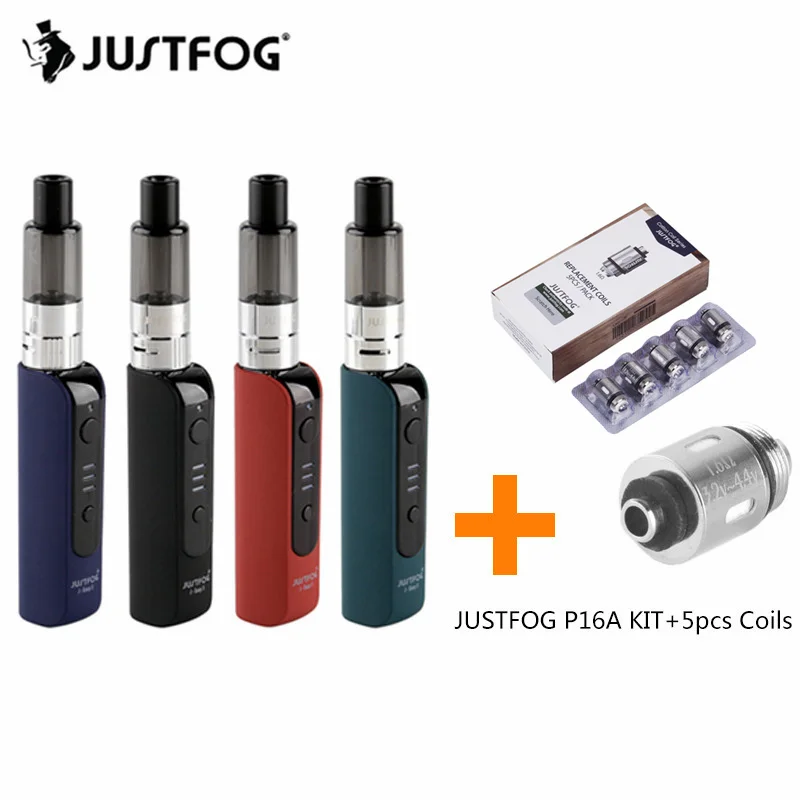 JUSTFOG P16A Vape ручка комплект с 1.2ohm 1.6ohm катушки головкой Replacemnt электронная сигарета комплект 900 мАч батарея 1,9 мл распылитель