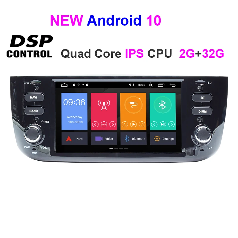 Car Android10 DVD GPS Player For FIAT LINEA PUNTO EVO Auto Radio Stereo BT Wifi Octa Core Mirror Link 4GB+64GB MAP DVR SD DAB - Цвет: Quad Core 2G 32G DSP