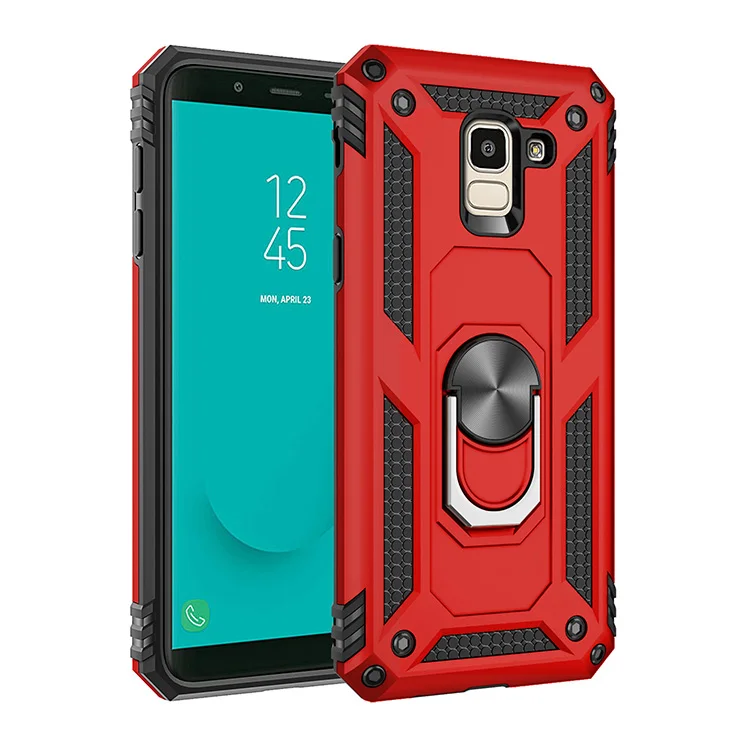Роскошный армированный Мягкий противоударный чехол для samsung Galaxy J4 J6 J5 J7 Европейская версия силиконовый автомобильный чехол-держатель - Цвет: Красный