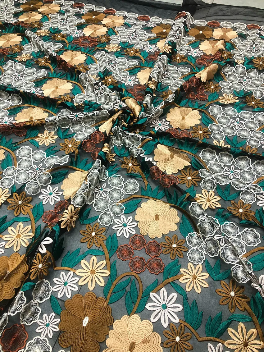 Neuer Stil Mesh-Stickerei Afrikanischer Spitzenstoff 2025 Hochwertige Spitze Wasserlösliche Modische Weiche Spitze 5 Yards – Detail 13