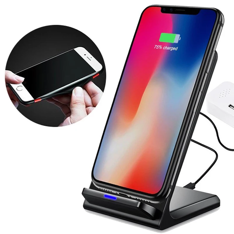 JKING 10 Вт QI Беспроводной Зарядное устройство Quick Charge 2,0 быстрой зарядки для iPhone 8 10 X samsung S6 S7 S8 2 катушки Стенд 5 V/2A& 9В/1.67A