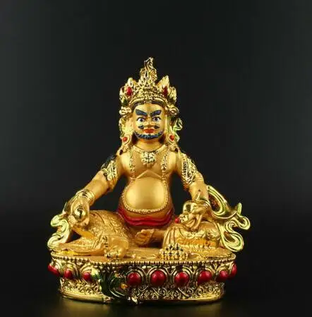 

Collection Chinese Tibet Tantra Buddhism Resin Gilding Yellow Jambhala Money Wealth God Sit Statue