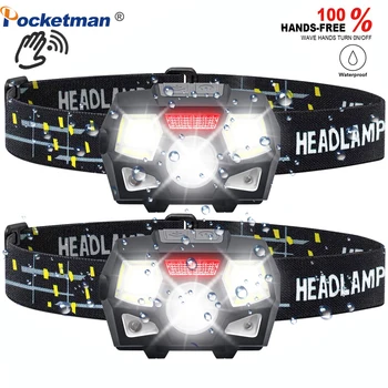 

8000 Lumens Rechargeable Headlamp Flashlight Bright LED Headlamp with Red Light Motion Sensor 5 Modes Camping fishing Headlamps