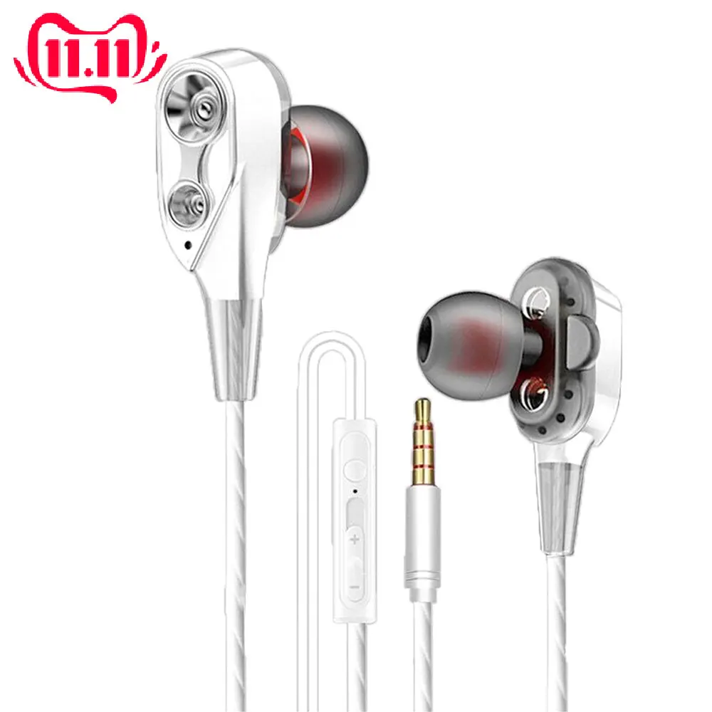 Наушники вкладыши с двойным ynamic драйвером звук HiFi бас спортивные наушники разъем