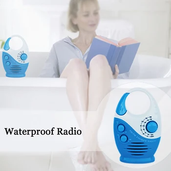 

Speaker Hanging Button Insert Card Portable Music Bathroom Battery Powered AM FM Waterproof Top Handle Shower Radio Mini