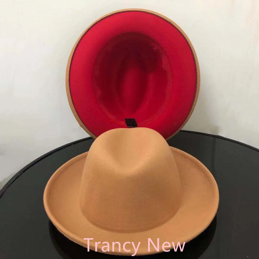 2021 new fedora hat autumn and winter oval two-color new hat top jazz hat Panama fedora hat for men and women шляпа женская red fedora hat