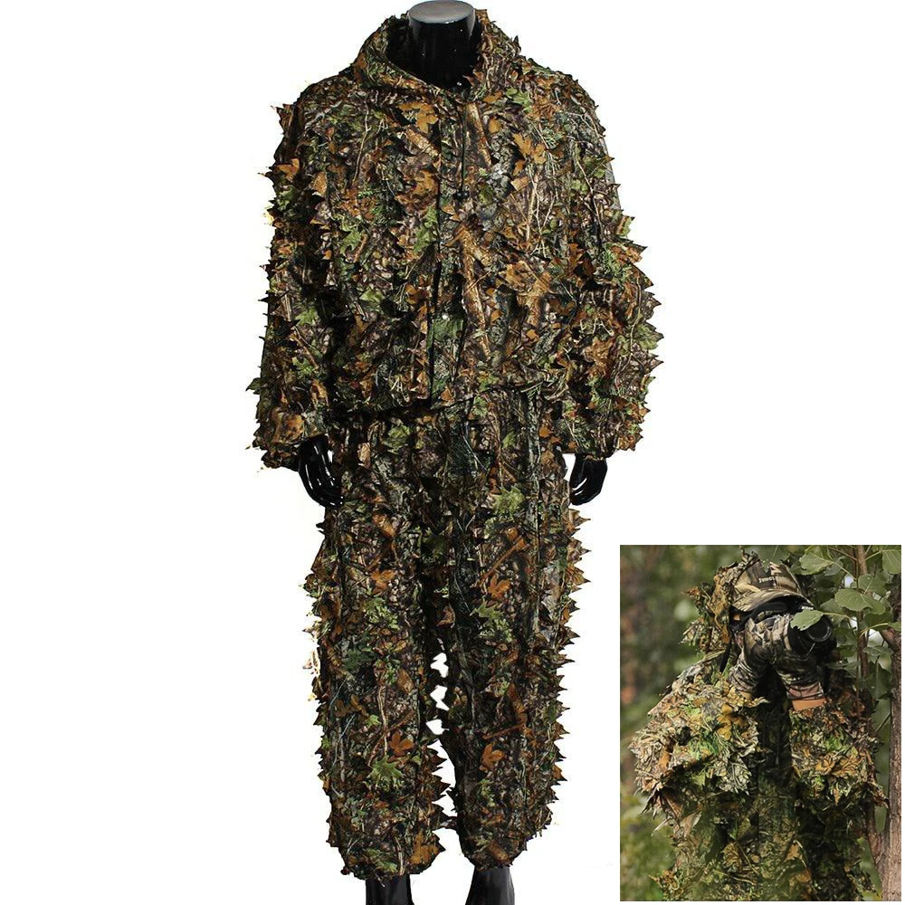 Охотничья одежда Ghillie костюмы с капюшоном в виде кленового листа 3D бионическая