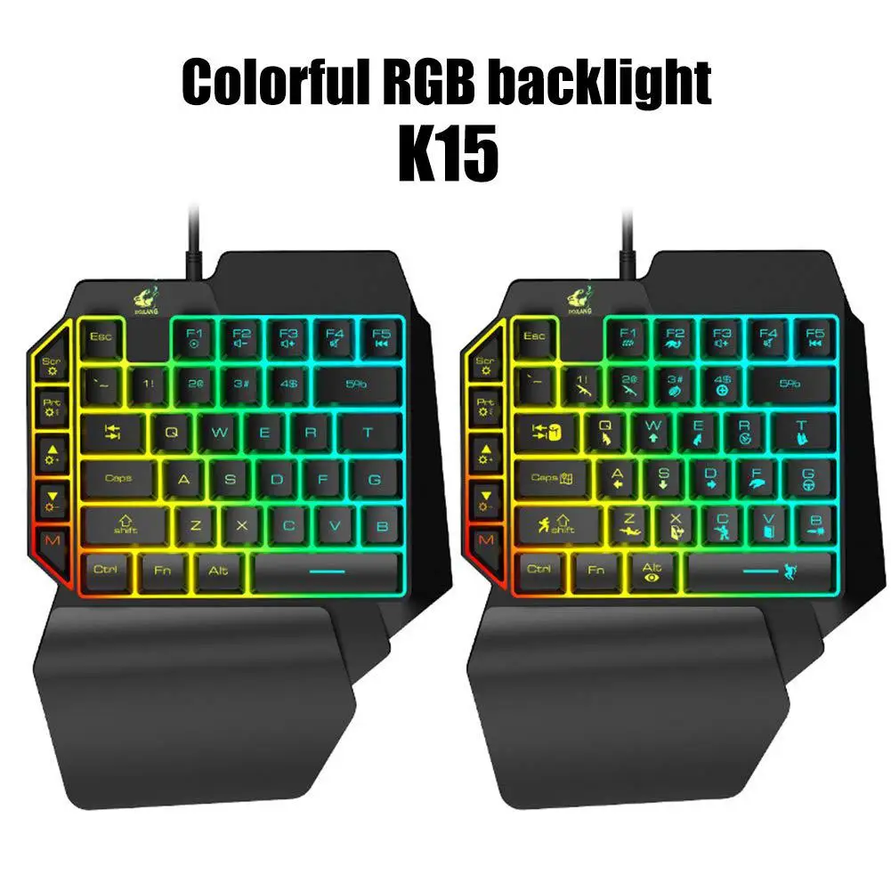 С помощью одной руки цветная(RGB игровая клавиатура светодиодный светильник 39-ключ полный ключ для Pubg контроллер геймпад с мобильным телефоном на базе Android