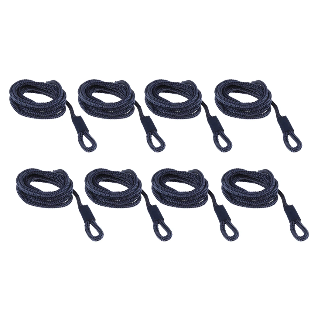 8x Double-Braided Nylon Fender Lines Dockline for Marine Boats Docking (Dark Blue, L: 5 ft. D: 1/4 inch)