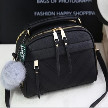 

2020 PU Leather Handbag For Women Girl Fashion Tassel Messenger Bags With Ball Bolsa Female Shoulder Bags Party Crossby Bag