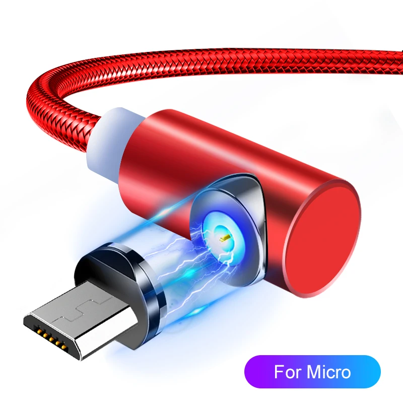 For Micro USB Red Магнитный Micro USB кабель со светодиодный для samsung huawei Xiaomi usb type C Магнитный кабель для быстрой зарядки USB C кабели для мобильных телефонов - Цвет: For Micro USB Red