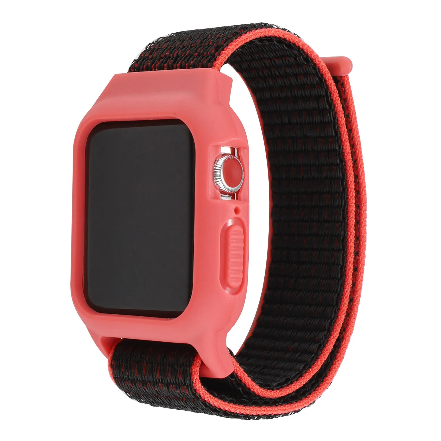 Спортивный нейлоновый ремешок-петля для Apple Watch Series 2 3 4 5 Чехол-ремешок дышащий браслет для 44 мм 40 мм 42 мм 38 мм iWatch - Band Color: Black Red
